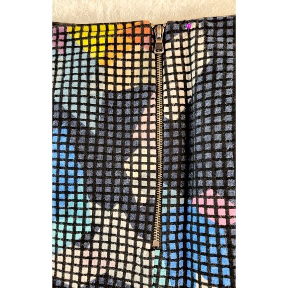 Trina Turk Mini Skirt Pencil Geometric Sz 12 Black Multi Color Mod 60s-70s Style - Picture 6 of 13